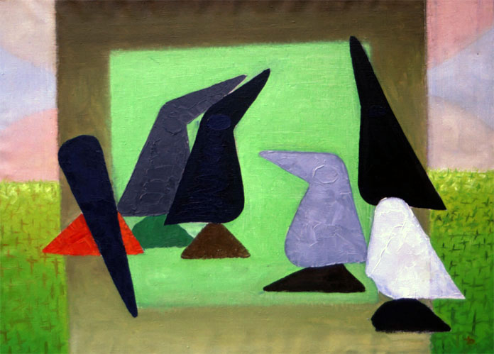 "Ravens" birds painting by Dumitru Verdianu