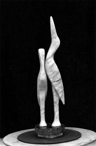 marble sculpture for sale - "Two Storks" by Dumitru Verdianu