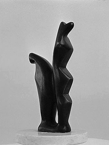 bronze and marble sculpture for sale - "Yin and Yang Harmony" by Dumitru Verdianu