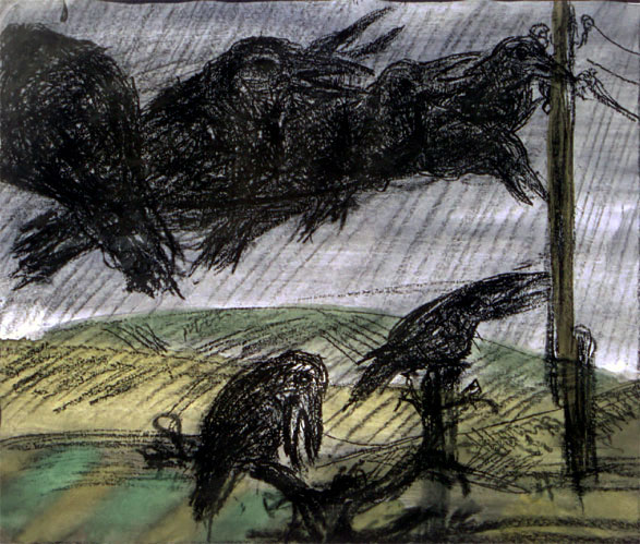 birds graphics for sale "The Croaking Ravens" - by Dumitru Verdianu