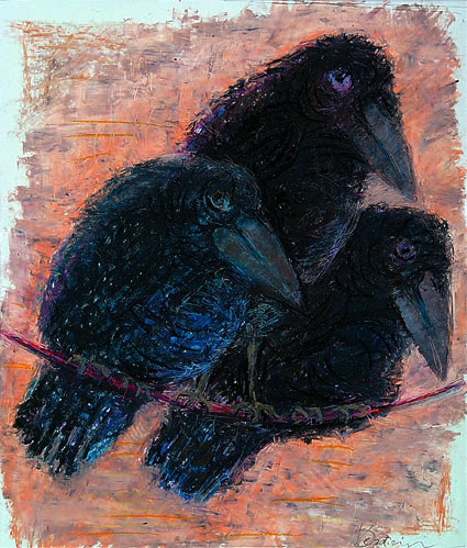 birds graphics for sale "Three Ravens II" - by Dumitru Verdianu
