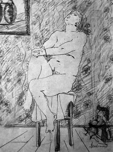 drawing for sale "Nude in Interiours" by Dumitru Verdianu