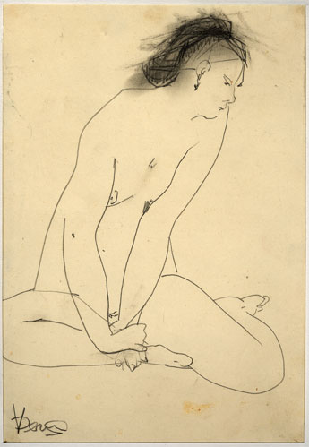 Drawing and Sketches for sale - "Sitting Nude" by Dumitru Verdianu