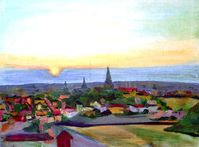 "Sunset in Stockholm" lanscape painting by Dumitru Verdianu